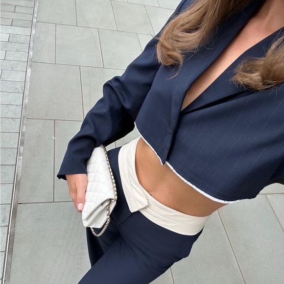 ZARA striped crop bomber blazer - Picture 9 of 15